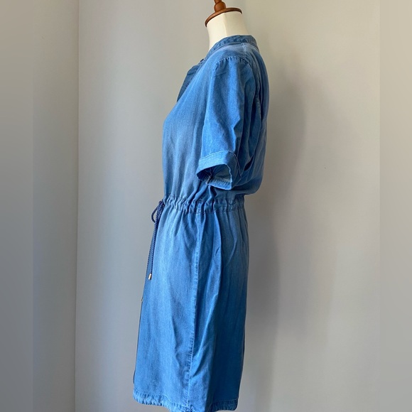 NWT cute Another Day denim dress with button front, drawstring & rolled sleeves. - Picture 1 of 6